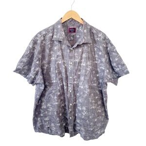 UNTUCKit Grey Rivata Tropical Pattern Short Sleeve Cotton Button‎ Down Shirt